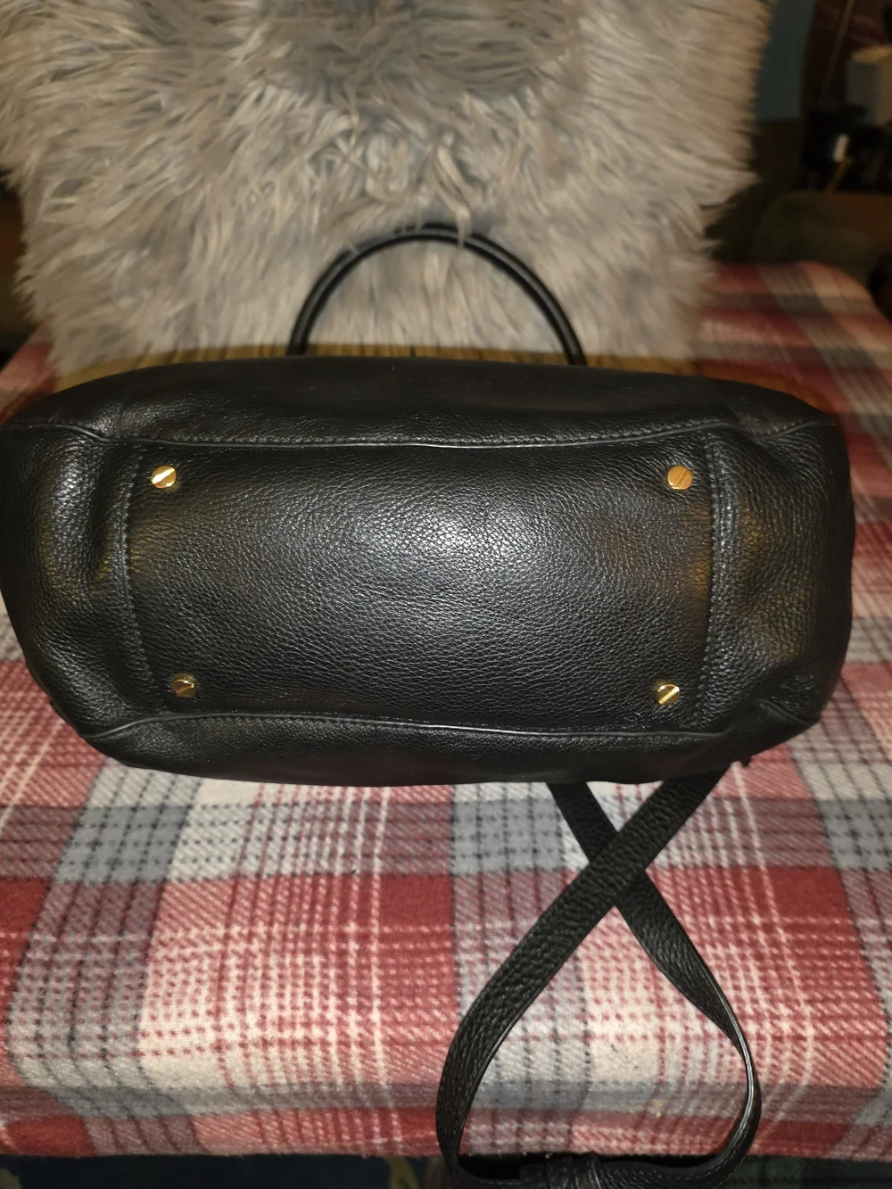 Tory Burch Black Leather Tote with Gold Logo Medallion